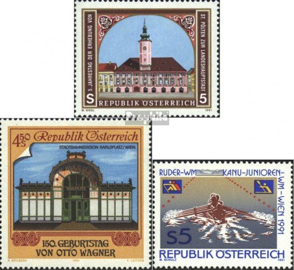 Briefmarken Österreich 1991 Mi 2034,2035,2036 Produktbild 
