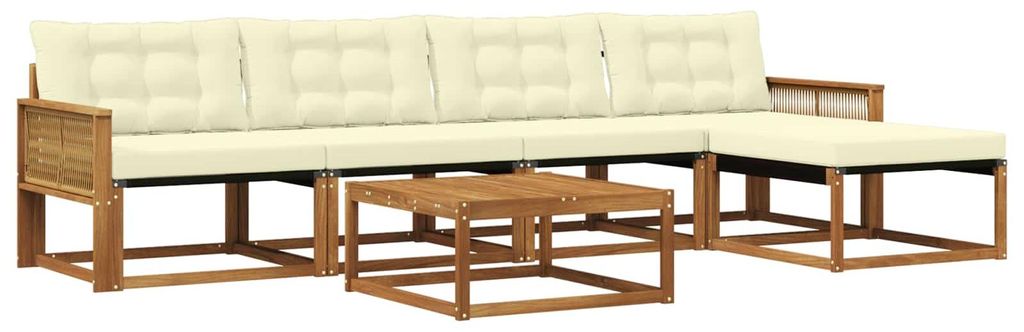 “2026 Modern“ Natur und Creme Outdoor-Sofagarnitur mit Kissen 6 pcs Natur und Creme - Designermöbel 84299 - Gartensofas