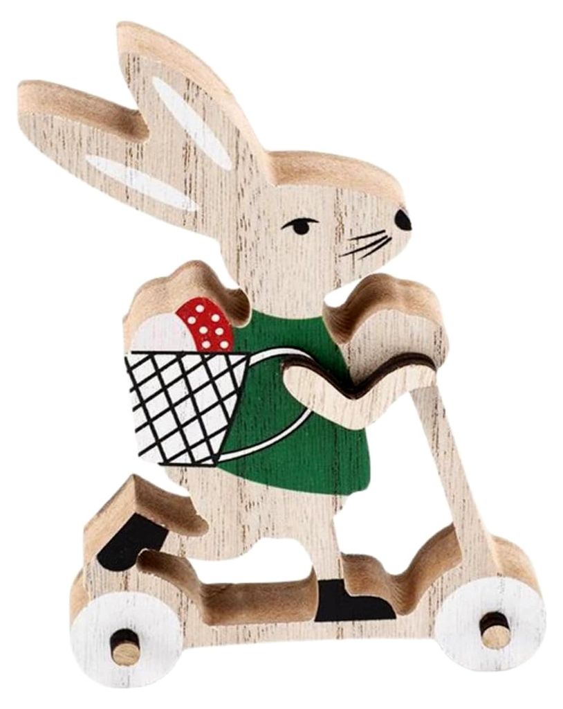 Niedliches Kaninchen aus Holz – Verleihen Sie Ihren Osterfeiern kindliche Wärme und dekorieren Sie Ihren Garten! (Grün, 13,5 cm)