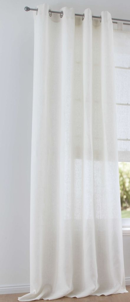 Kutti Vorhang Leinen Metis 100% Leinen Blickdicht Ösenschal Gardine creme B 140 x H 145 cm (1 Stück)
