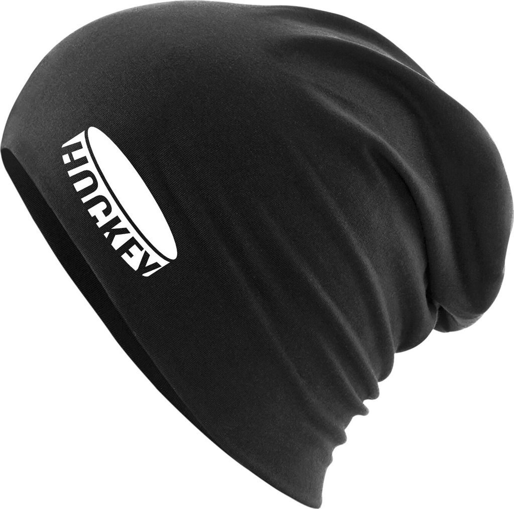 Huuraa Beanie Hockey Puck Black One Size Baumwolle und Elasthan Mütze Geschenkidee
