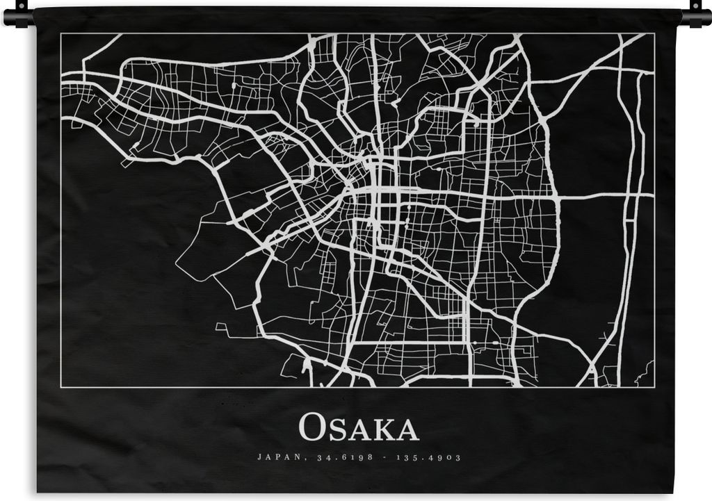 MuchoWow Wandteppich Wandbehang Karte - Osaka - Stadtplan 90x67.5 cm Tapisserie Dekoration Wandtuch - Fototeppich - Wand-Skulpturen