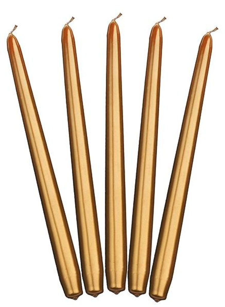 Candela a cono metallizzata oro 29cm 10pz Immagine del prodotto 