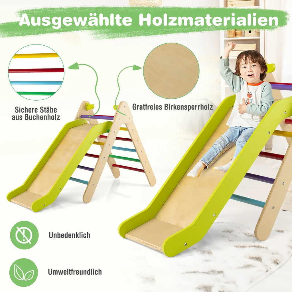 Triangle d'Escalade Bébé avec Toboggan : Jeu de Motricité Stable et Sûr