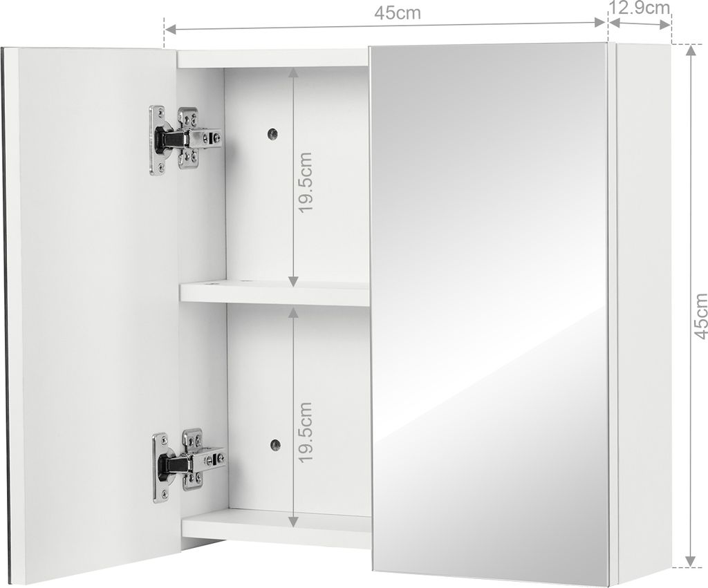 Mondeer Badspiegel Spiegelschrank mit 2 Türen Hängeschrank Produktbild 5