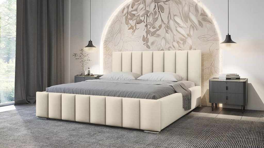 Elegantes Polsterbett 200x200 MADALENA - Vanille