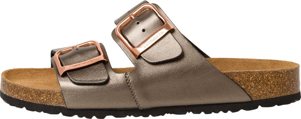 Tamaris Damen Pantolette zwei Riemen Schnalle Lederfußbett 1-27503-42, Größe:41 EU, Farbe:Grau