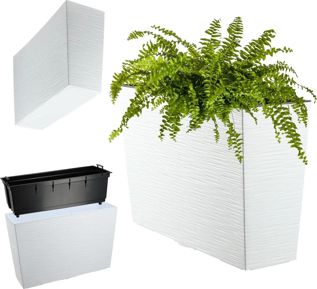 Jardinière avec insert amovible 19x56 cm Blanc - Finition Haute Qualité