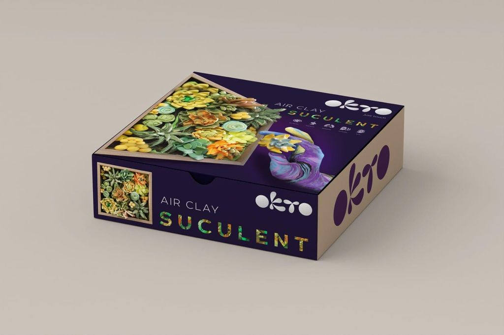 OKTO Art Kit Freedom - Kit Artistico 3D Per Adulti: Crea Un Giardino Di Piante Grasse In Argilla - 2