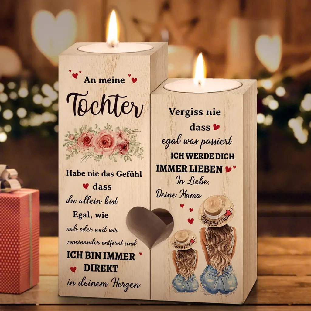 Bougeoir cœur bois artisanal personnalisé - Finition haute qualité DIY
