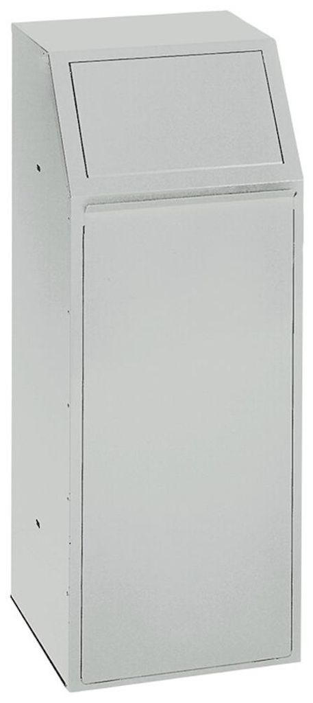 Robuster Wertstoffsammler mit Einwurfklappe selbstschließend | 68 Liter, HxBxT 100x40x40cm | Verzinkter Stahl | Grau