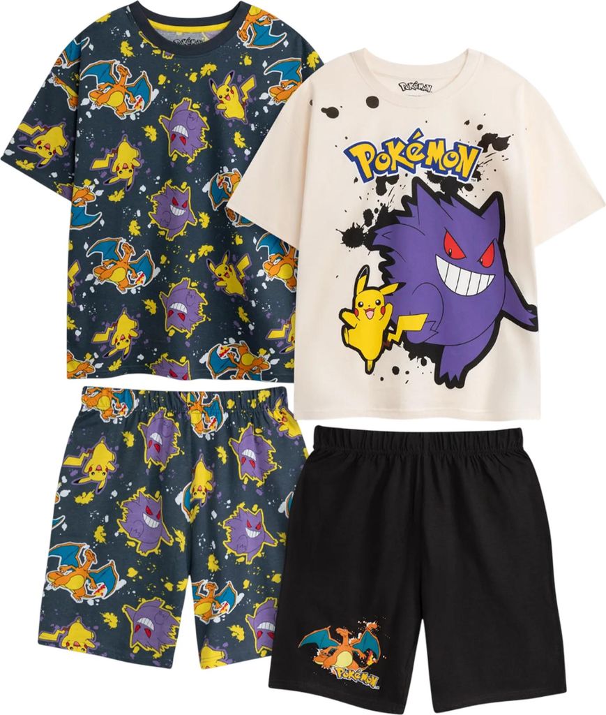 Pokemon - Schlafanzug mit Shorts für Jungen, kurzärmlig (2er-Pack) NS9305 (146-152) (Bunt)