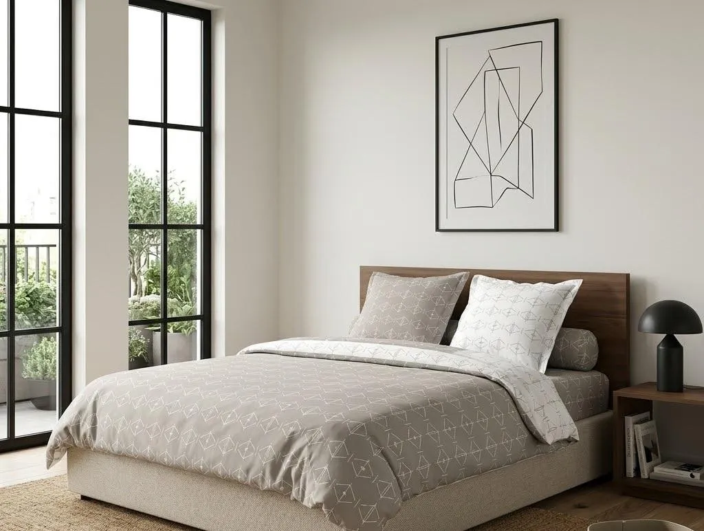 Housse de couette Geometrix en microfibre douce avec motif graphique