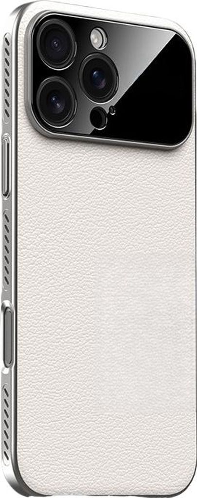 Hülle für iPhone 16, Schutzhülle mit Lederstruktur für iPhone, PC+Leder, stoßfest, Wärmeableitung, anti Fingerabdruck, Weiß