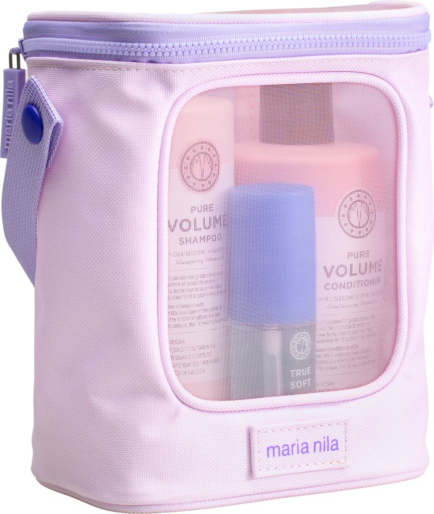 Maria Nila Pure Volume Beauty Bag - Shampoo 350 ml + Conditioner 300 ml + Argan Oil 30 ml + Kosmetiktasche