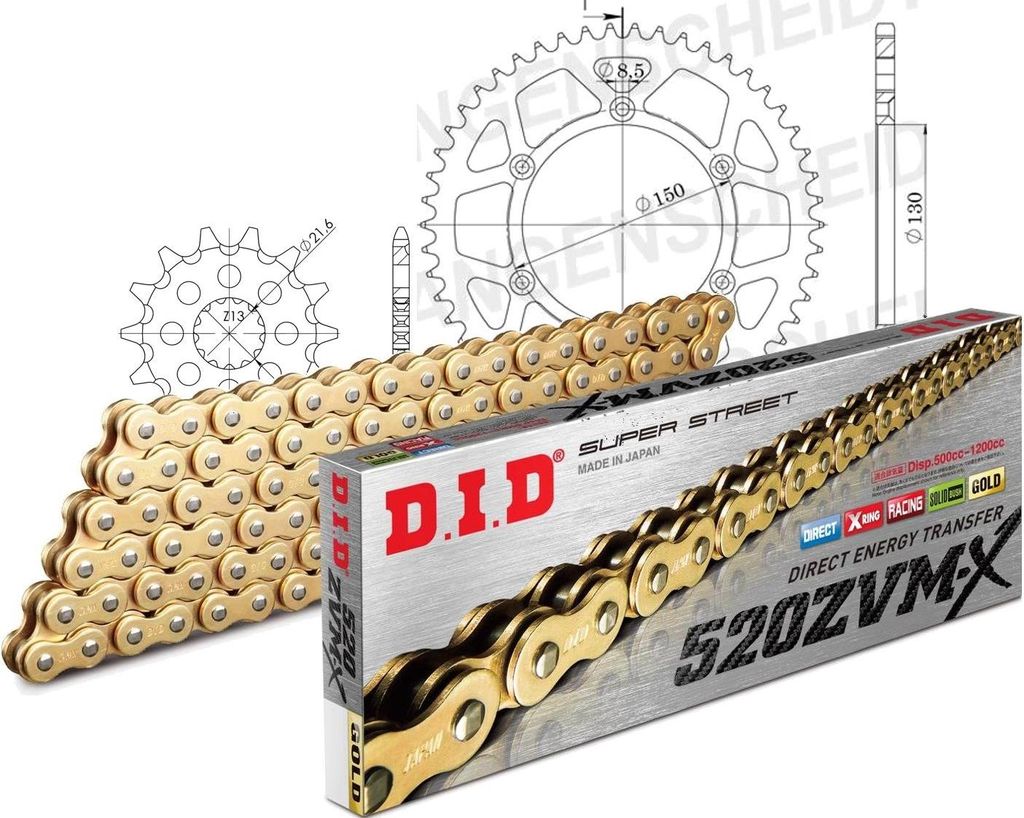 DID Kit Alu (blau) Kompatibel mit Yamaha YZ450 F 05-05 14-51-114 DID520ZVM-X(G&G) Niet