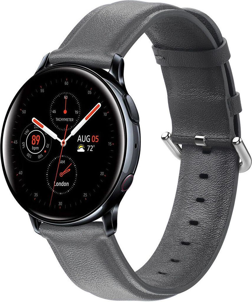 Strap-it Samsung Galaxy Watch Active Lederarmband (Dunkelgrau) - Große: M/L