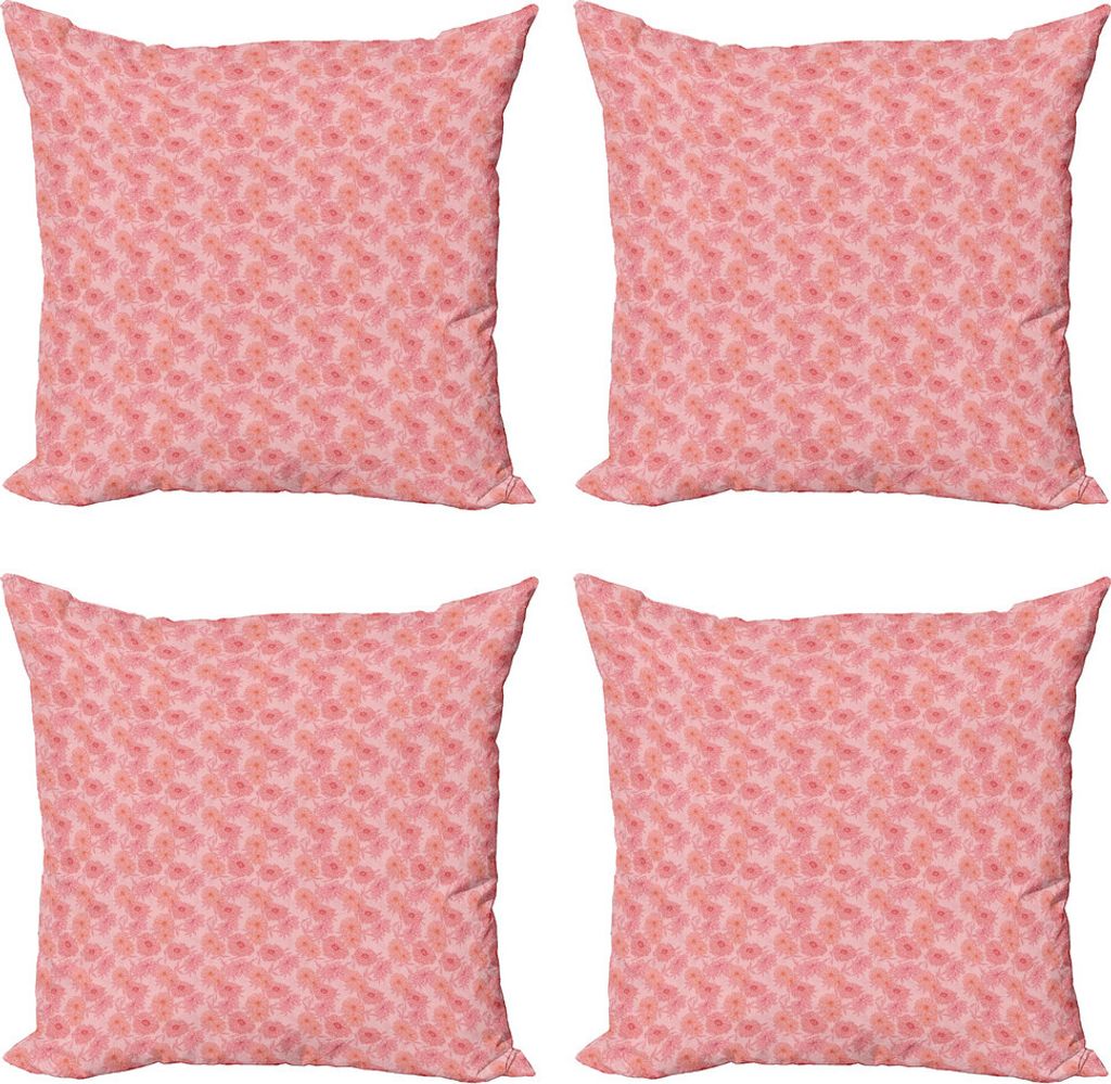 ABAKUHAUS Blumenweinlese Kissenbezug Set (4 Stück), Mit Blumen und Romantik, Moderner Doppelseitiger Digitaldruck, 50 cm x 50 cm, Pale Pink Salmon