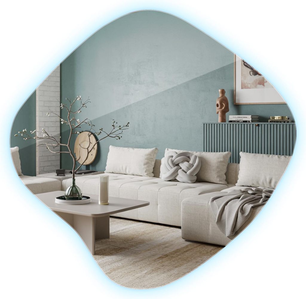 LED Design Wandspiegel 77×76,6 cm – Großer beleuchteter Spiegel im modernen Stil – Dekoratives Wohnaccessoire für Flur & Bad – Kaltweiß 6...