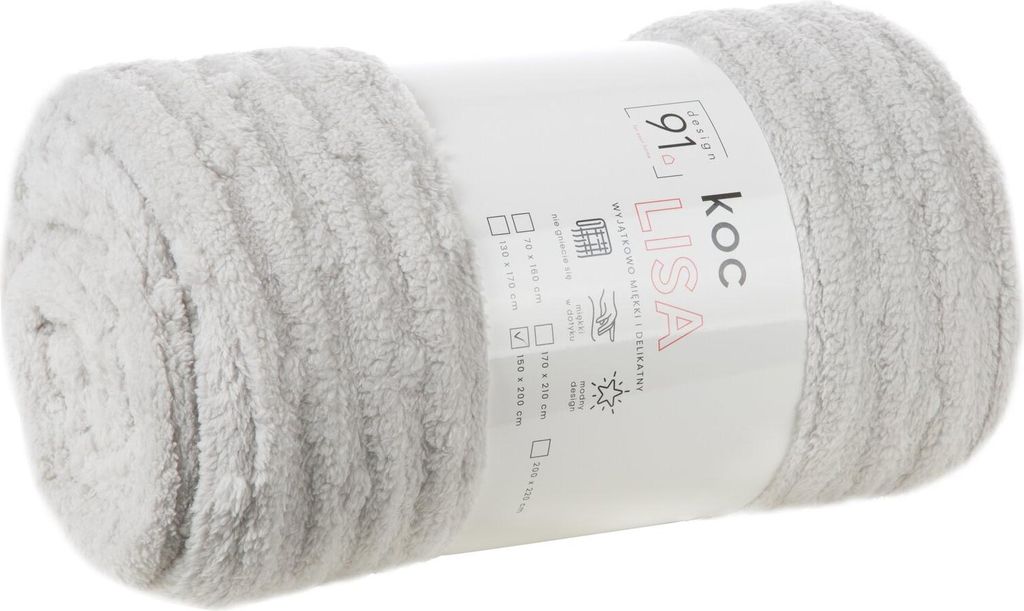 Koc na krzesło z mikrofibry 70x160 srebrny miękki Lisa z Zdjęcie produktu 