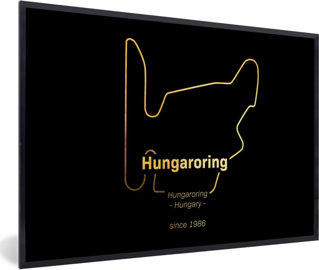 MuchoWow Gerahmtes Poster Hungaroring - F1 - Rennstrecke 90x60 cm - Poster mit Schwarzem Bilderrahmen Wandposter Rahmen Foto Bilder - Fotorahmen ...