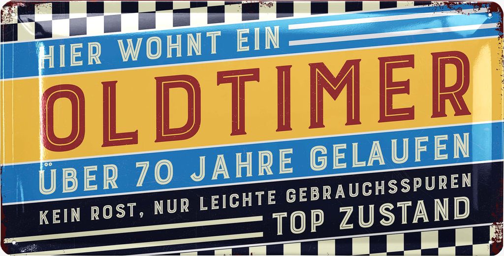 Retro Blechschild 70 Geburtstag Schild, 70 JAHRE OLDTIMER, Alternative zu Geburtstagskarte 70, witziges Geschenk 70 Geburtstag Mann, Metallschild