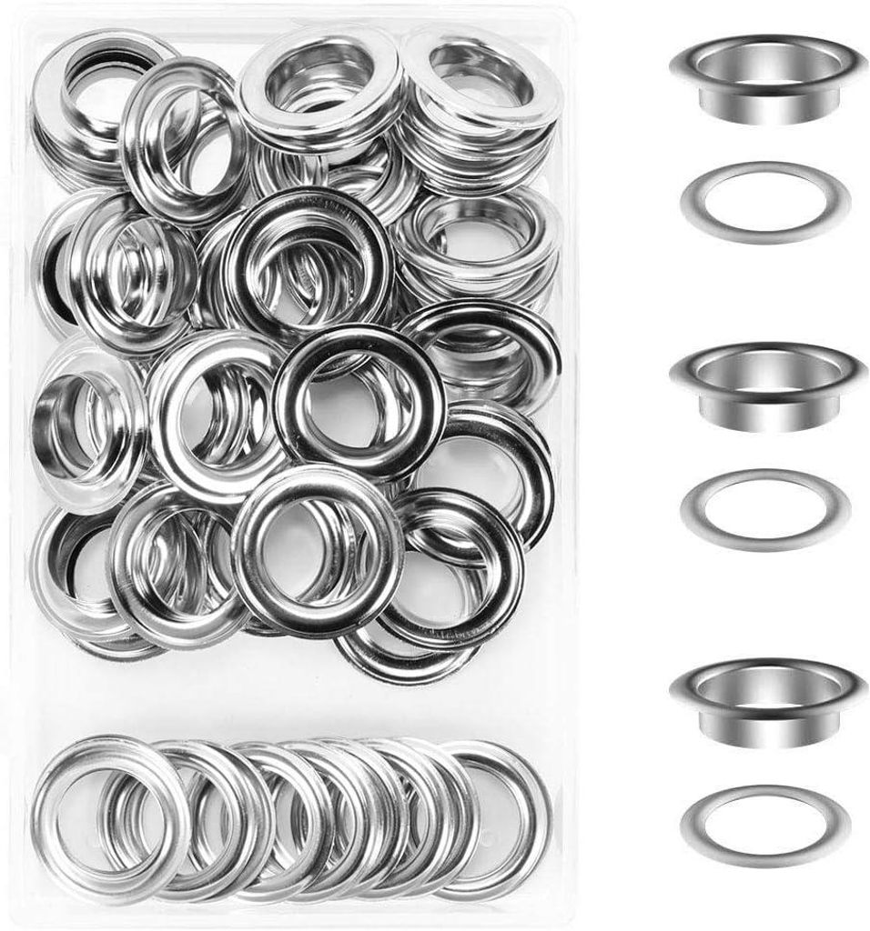 50 Ösen-Sets, 20 mm Ösen, für die Reparatur von Zeltplanen und Zelten, Silber