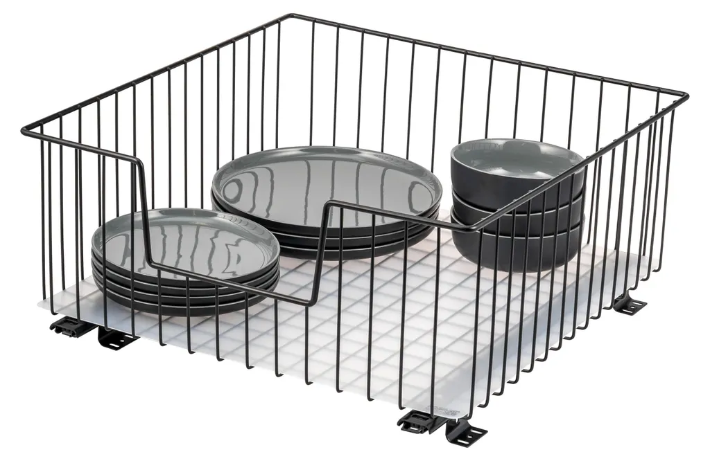 Panier d'armoire coulissant 50 cm, tiroir télescopique de cuisine noir
