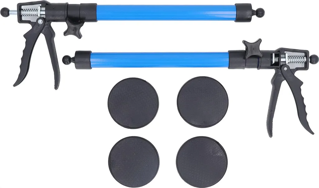 2 Barres de Support Télescopiques en Acier Inox avec Patins Antidérapants
