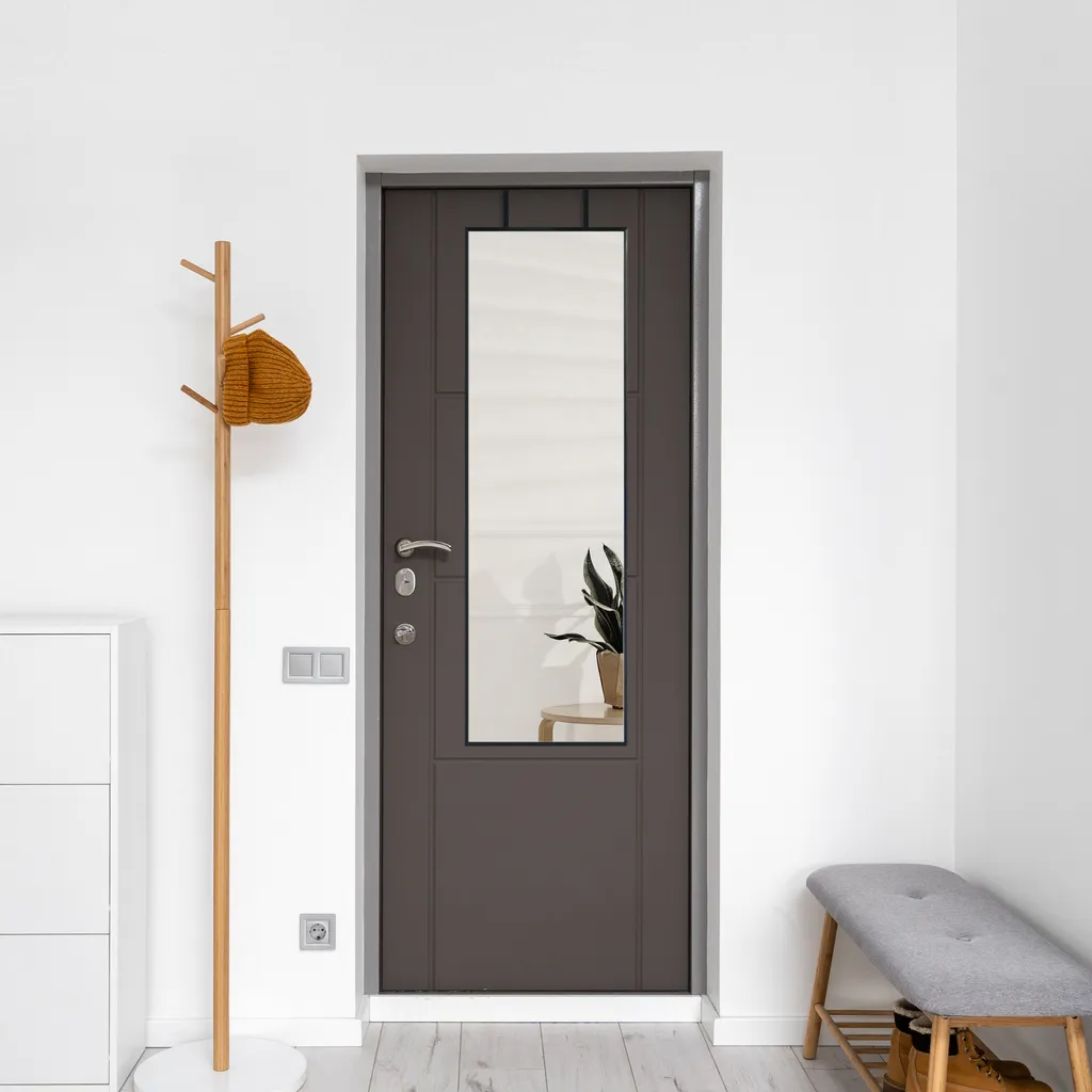 Miroir de porte Lesina noir avec cadre aluminium 120x37cm et crochets