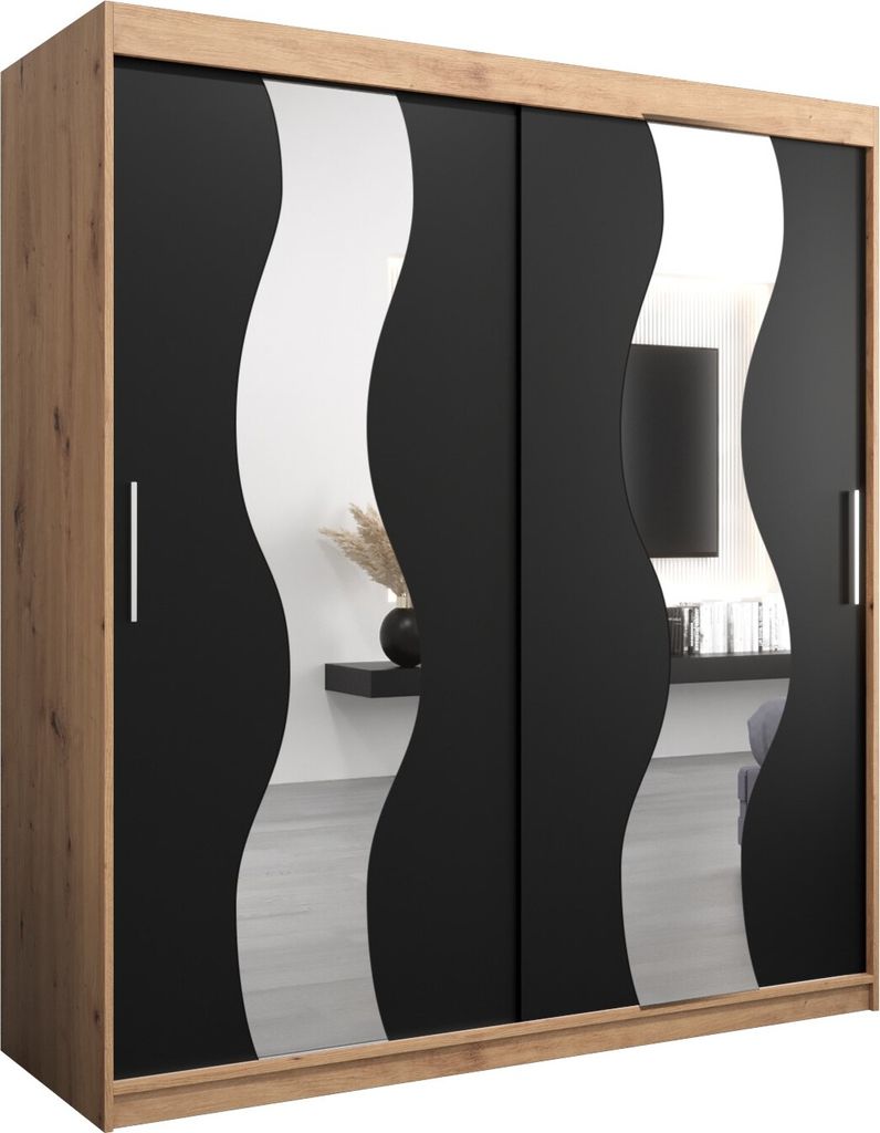Kleiderschrank, Schiebetürenschrank Schlafzimmer, Schrank mit Spiegel SEWILLA 180 cm