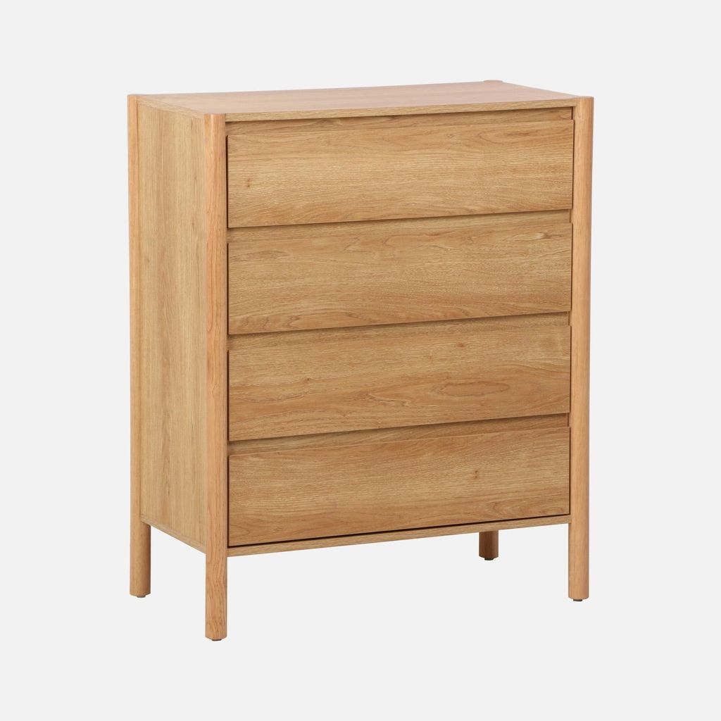sweeek - Kommode Holzdekor 4 Schubladen - Natur
