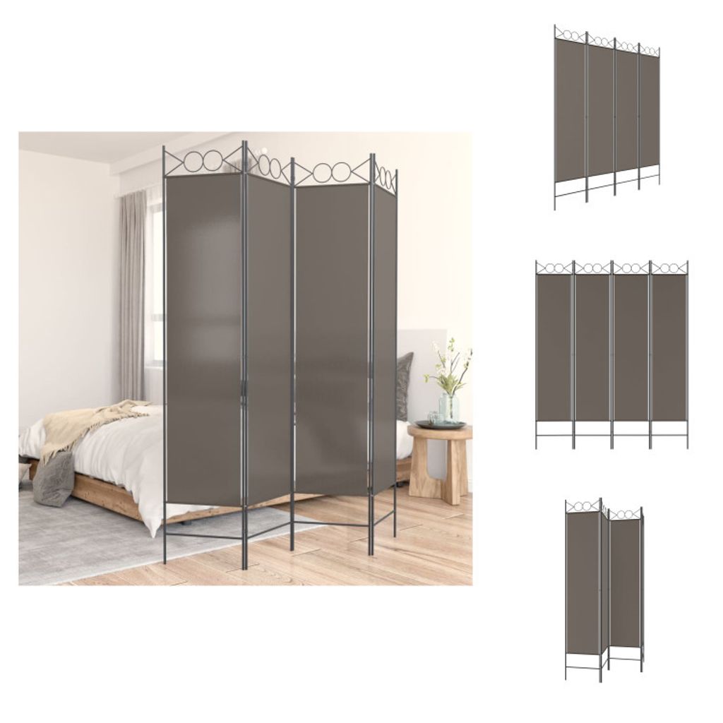 vidaXL 4-tlg. Paravent Anthrazit 160x220 cm Stoff - Raumteiler