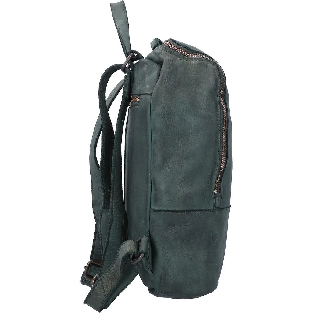 Sac à Dos en Cuir Vert Foncé Submarine avec Compartiment Ordinateur - 10