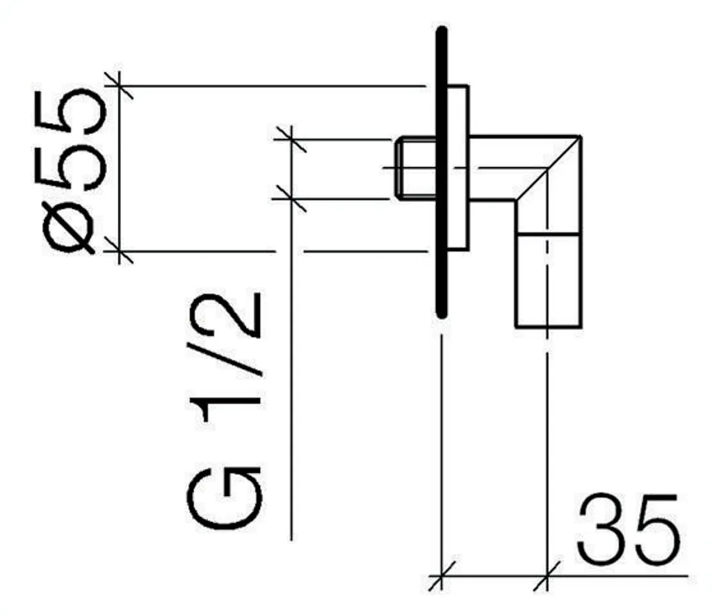 Dornbracht Meta.02 Raccordo a Muro Cromato 1/2" - Ricambio Originale - 5