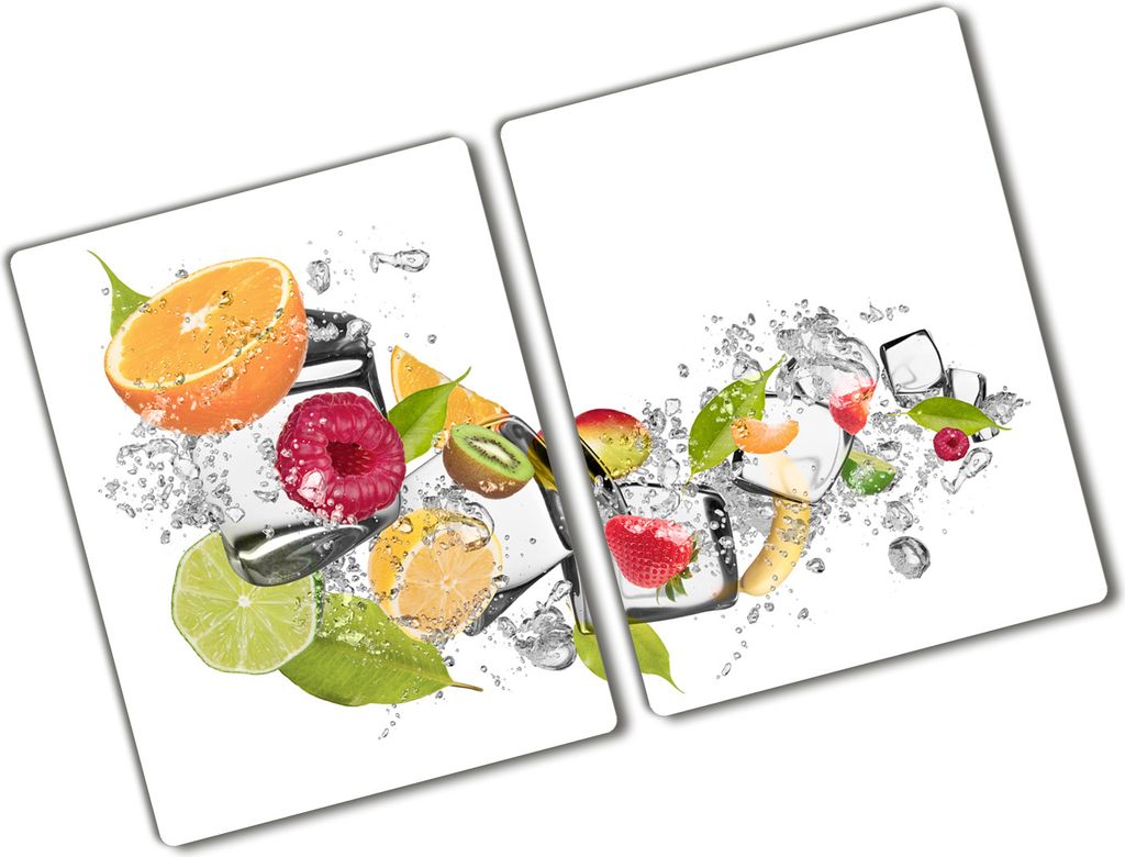 Tulup Glas Herdabdeckplatte - 2x40x52 cm - Glaskeramikkochfeld-Abdeckung Spritzschutz Glasabdeckplatte Kochplattenabdeckung und Schneidebrett - Zwe...