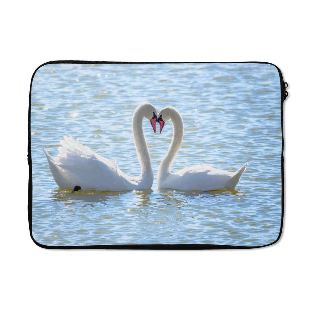 MuchoWow Laptop Hülle 14 ZollVögel - Schwan - Wasser - Liebe - Sonne Laptoptasche - Laptoptasche - Stoßsicher - Schutzhaube