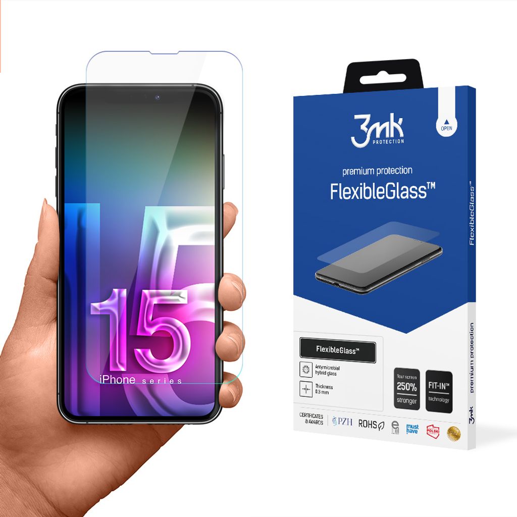 3mk Display Hybridglas FlexibleGlass für iPhone 15  0,3mm Produktbild 