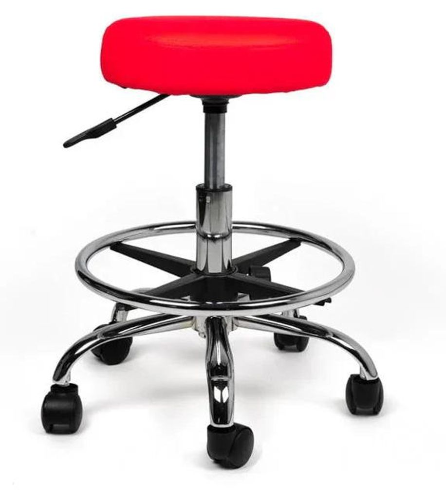 Ergonomisch Rollhocker Rot - Niedrig / mit Fußstütze / Räder