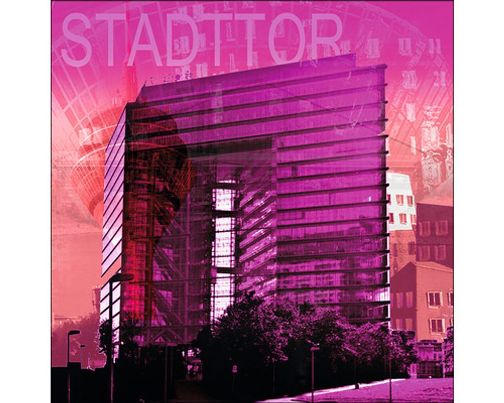 Glasbild Düsseldorf Stadttor 20x20 cm