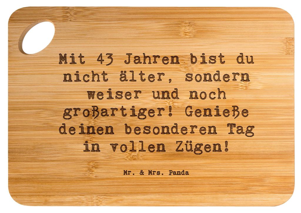 Mr. & Mrs. Panda Holzbrett Spruch 43. Geburtstag Weisheit - Transparent - Geschenk, älter werden, Party Ideen 43 Jahre, Hackbrett, Frühstücksbre...