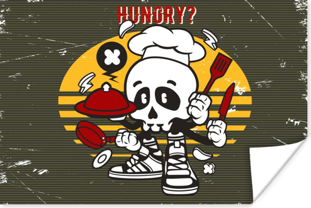 MuchoWow Poster Vintage - Küche - Totenkopf 180x120 cm - Fotoplakat