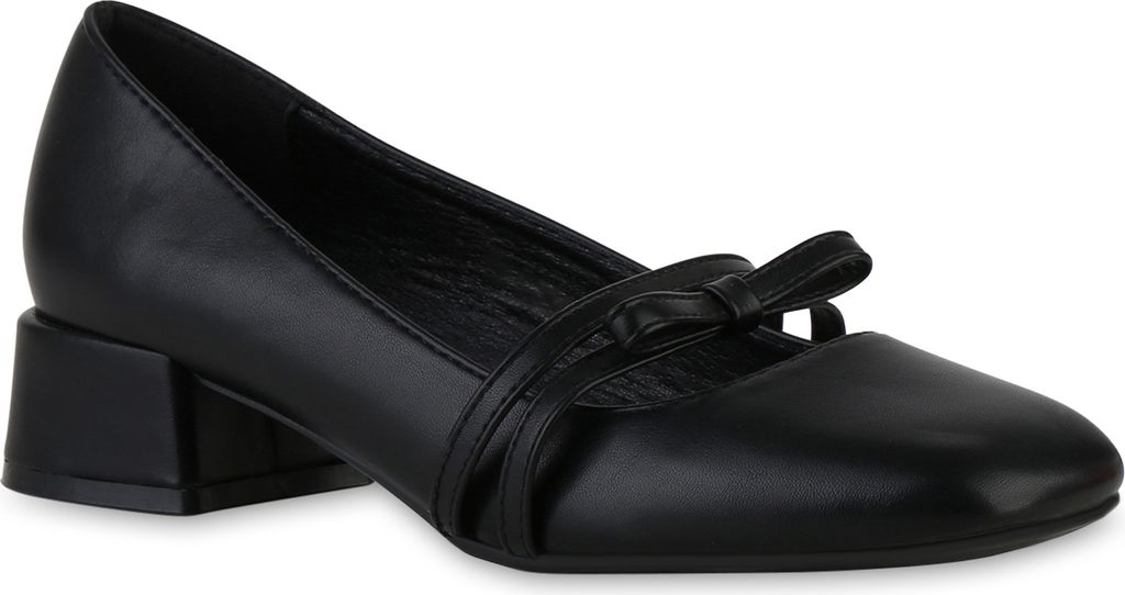 VAN HILL Damen Riemchenballerinas Ballerinas Klassische Schleifen Schuhe 841497, Farbe: Schwarz, Größe: 36