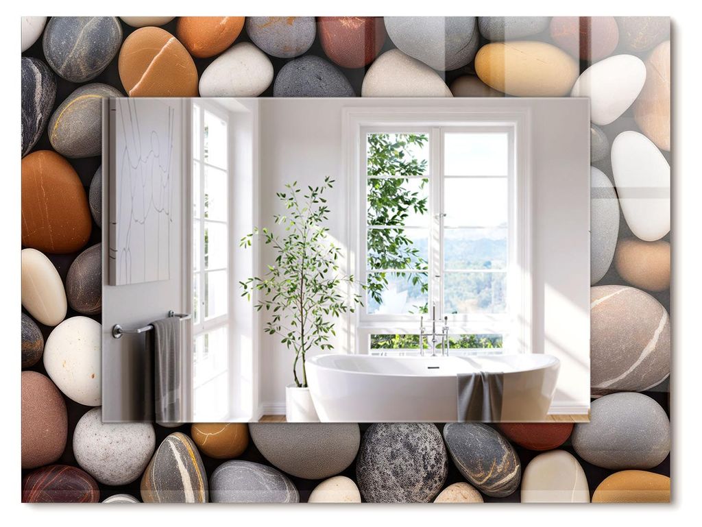 Farbige glatte Steine – Rechteckiger Spiegel mit Druck 80x60 cm – Modern - Dekorativ für die Wand