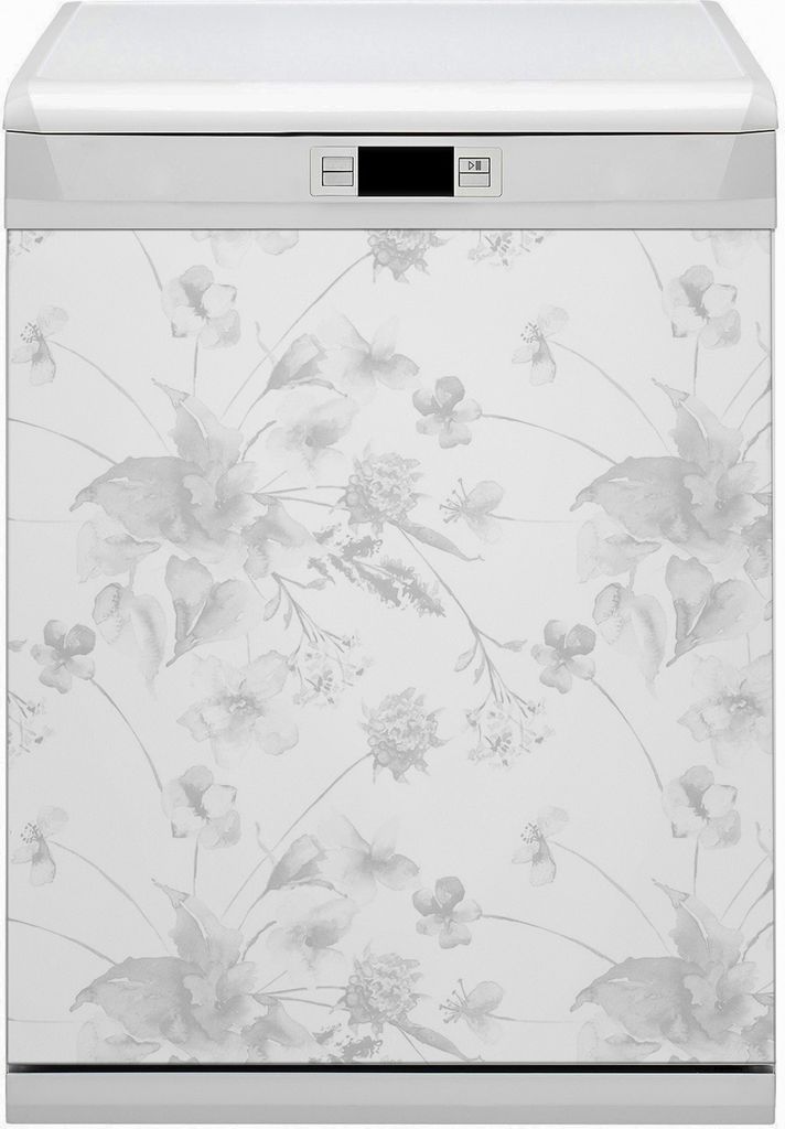 Geschirrspüle Magnet für Spülmaschine Magnetmatte Küche Magnete Dekorative 60x80 cm - Graue Blüten