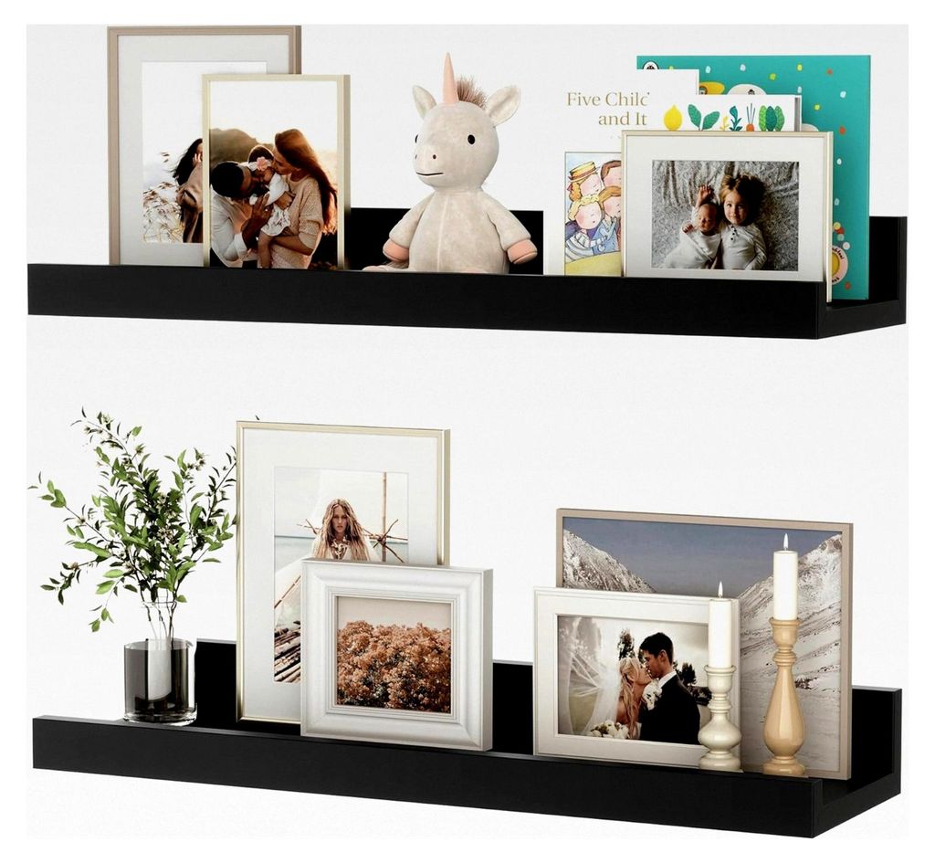 Wandregal, 2er Set, 40 cm Schweberegal aus MDF Holz, Wandboard für Bilderrahmen und Dekorationen, Industriedesign, geeignet für Arbeitszimmer, Sc...