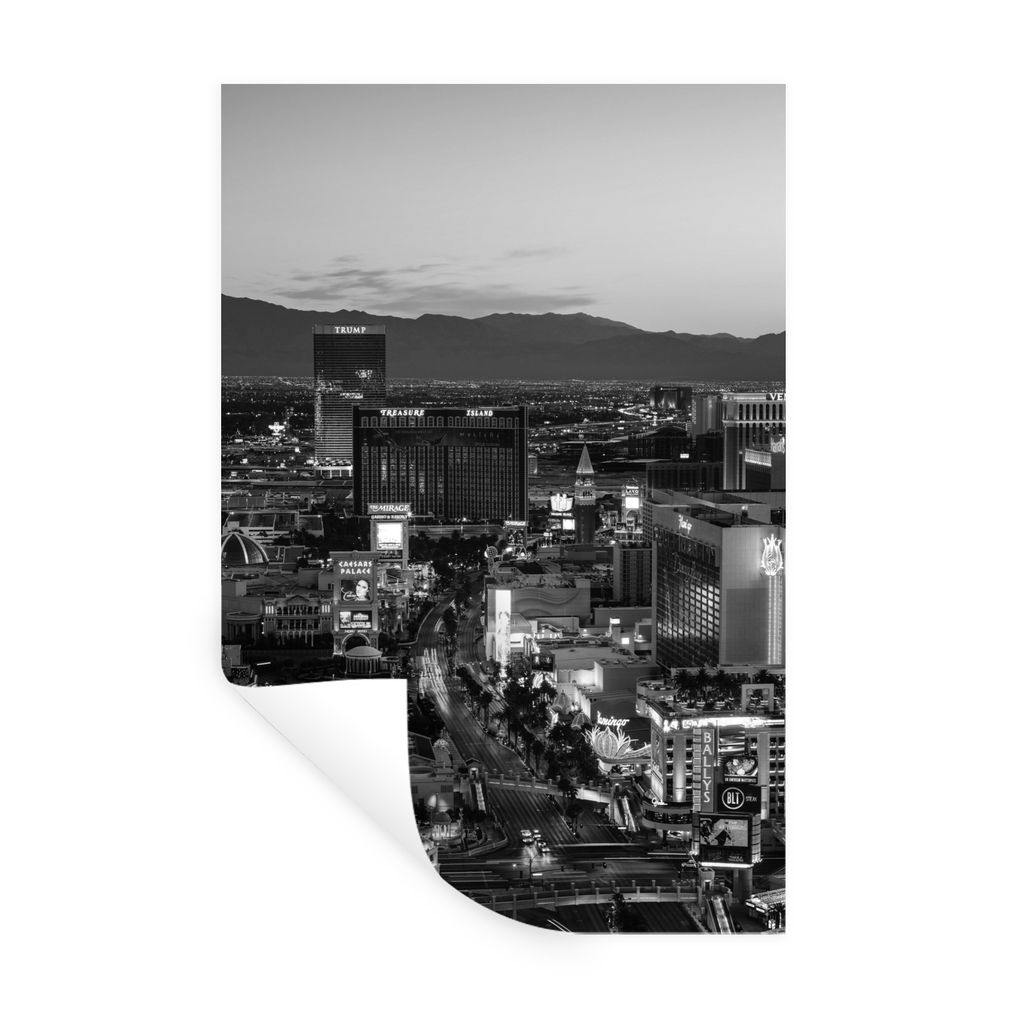 MuchoWow Wandtattoo Wandsticker Wandaufkleber Der Strip von Las Vegas in Schwarz und Weiß 40x60 cm Selbstklebend und Repositionierbar - Wierderv...