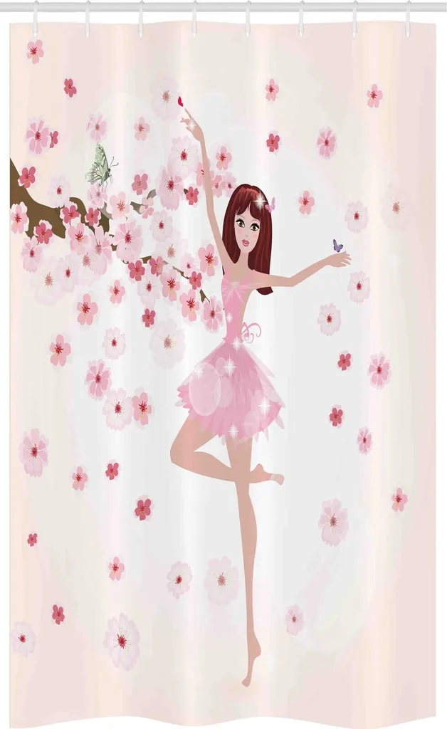 Tenda Doccia Lavabile 120x180 Rosa Ballerina Sakura per Bambini