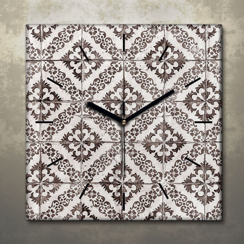 Wohnzimmer Leinwand Uhr Geräuschlos Küche 30x30 Ornamente, Abstrakt, Textur, schwarze Zeiger