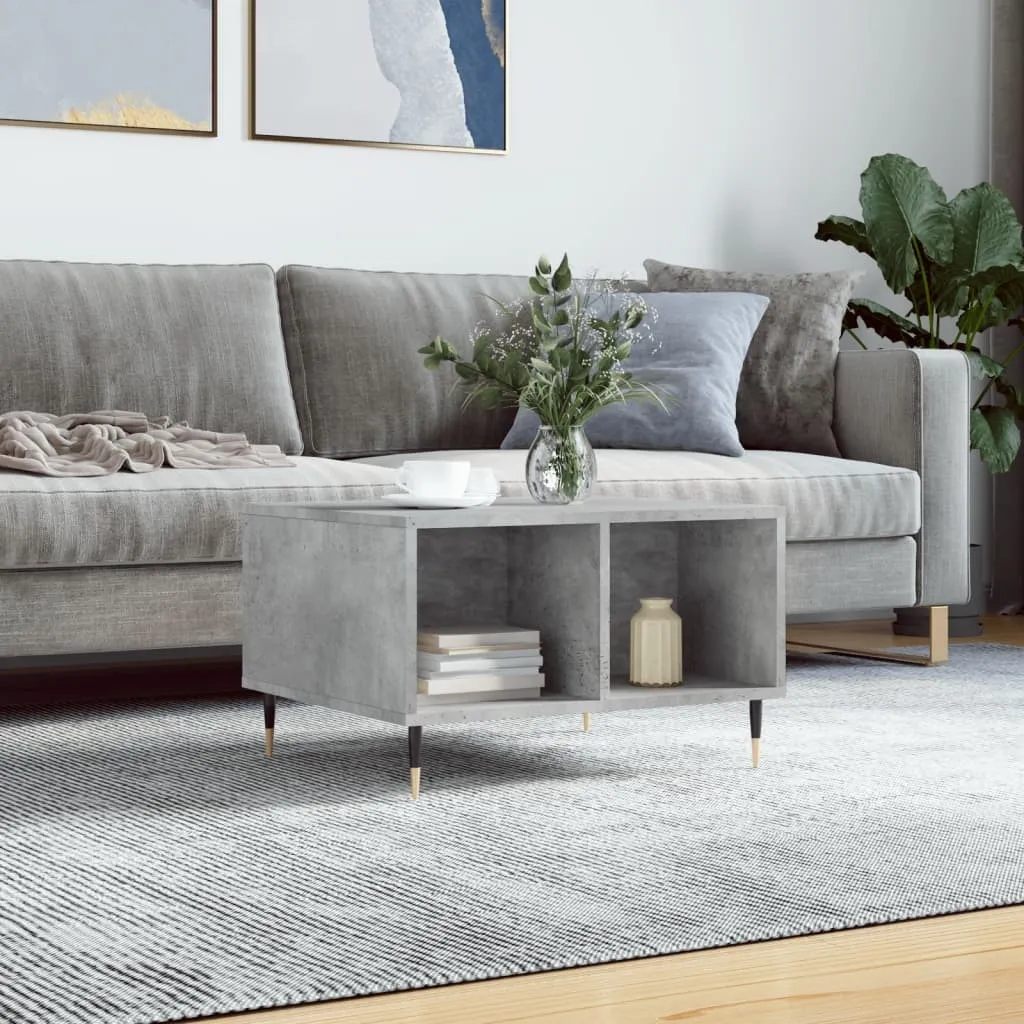 Tavolino in cemento grigio 60x50x36,5 cm materiale a base di legno - 2